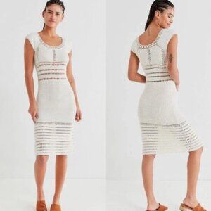 Show Me Your Mumu Crawford Crochet Ivory Midi Dress – Small